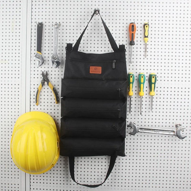 Heavy-Duty Canvas Tool Roll Up Bag & Organizer Tote - Multi-Pocket Wrench & Tool Pouch(Green).