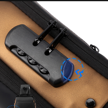 Black Men's Anti-Theft Crossbody Sling Bag with USB Charging Port & Combination Lock.