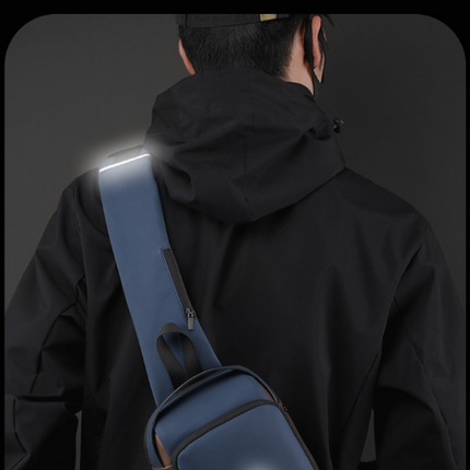 Black Men's Anti-Theft Crossbody Sling Bag with USB Charging Port & Combination Lock.
