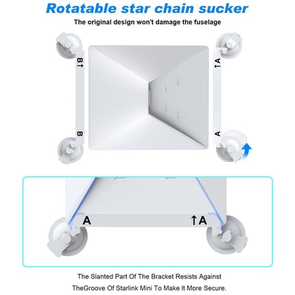 White Heavy-Duty Suction Cup Mount for Starlink Mini - All-Weather Car, RV & Boat Bracket.