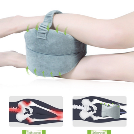 Grey Ergonomic Memory Foam Knee Pillow for Side Sleepers - Leg Positioner for Sciatica, Back, Hip & Joint Pain Relief.