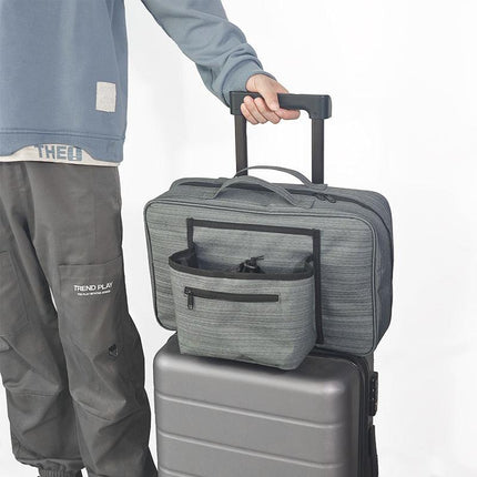 Heather Grey Versatile Travel Organizer Bag with Luggage Sleeve - Portable Carry-On for Laptop, Shoes & Accessories.