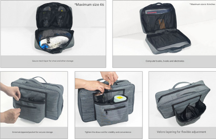 Heather Grey Versatile Travel Organizer Bag with Luggage Sleeve - Portable Carry-On for Laptop, Shoes & Accessories.