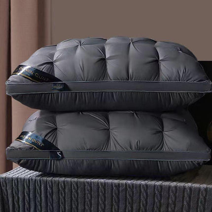 Dark Grey Luxury Adjustable Bed Pillow Set (2-Pack) - Hotel Quality Down Alternative for Ultimate Neck Support & Comfort.