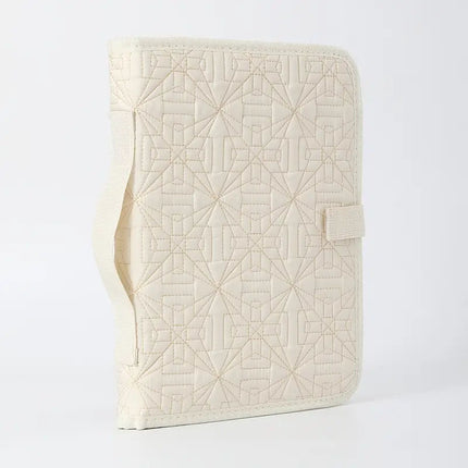 Beige Elegant Quilted Bible Cover - Protective Book Case with Carry Handle.