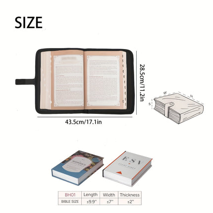 Beige Elegant Quilted Bible Cover - Protective Book Case with Carry Handle.