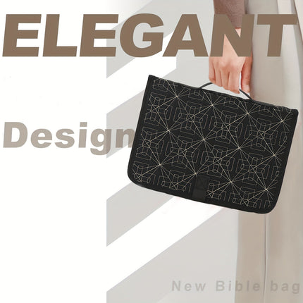 Beige Elegant Quilted Bible Cover - Protective Book Case with Carry Handle.