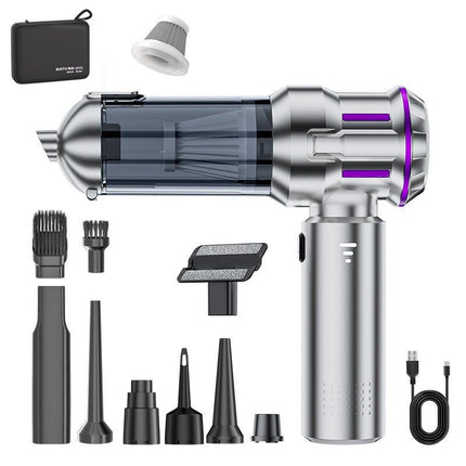 Silver and Purple 4-in-1 Cordless Handheld Vacuum Cleaner - Powerful 16KPa Suction with Brushless Motor, Blower & Air Pump.