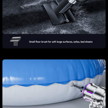 Silver and Purple 4-in-1 Cordless Handheld Vacuum Cleaner - Powerful 16KPa Suction with Brushless Motor, Blower & Air Pump.