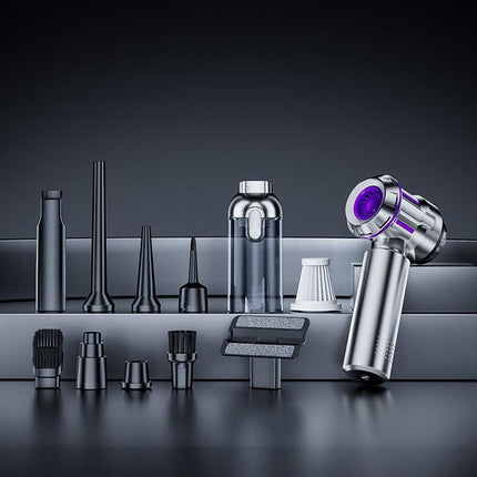 Silver and Purple 4-in-1 Cordless Handheld Vacuum Cleaner - Powerful 16KPa Suction with Brushless Motor, Blower & Air Pump.
