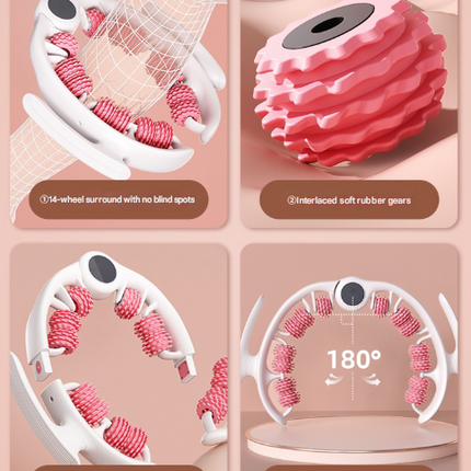 Pink U-Shape 360 Degree Massage Roller - Multi-Functional Leg, Arm & Neck Massager for Muscle Relief & Recovery.