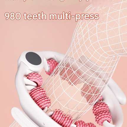 Pink U-Shape 360 Degree Massage Roller - Multi-Functional Leg, Arm & Neck Massager for Muscle Relief & Recovery.