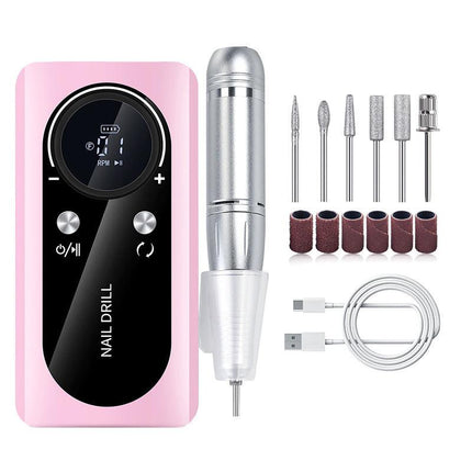Pink Professional Rechargeable Nail Drill Machine - 45000RPM Portable E-File Kit for Acrylic, Gel, Polishing & Manicure.