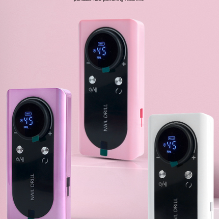 Pink Professional Rechargeable Nail Drill Machine - 45000RPM Portable E-File Kit for Acrylic, Gel, Polishing & Manicure.