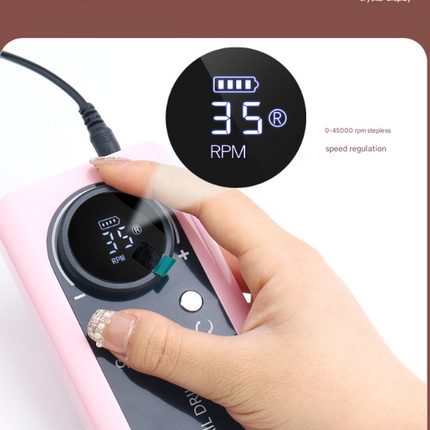 Purple Professional Rechargeable Nail Drill Machine - 45000RPM Portable E-File Kit for Acrylic, Gel, Polishing & Manicure.