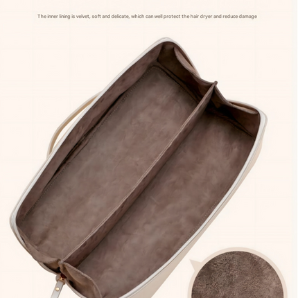 White Premium PU Leather Travel Case for Hair Styling Tools - Double Layer Waterproof Organizer Bag for Hair Dryer, Curler & Straightener.