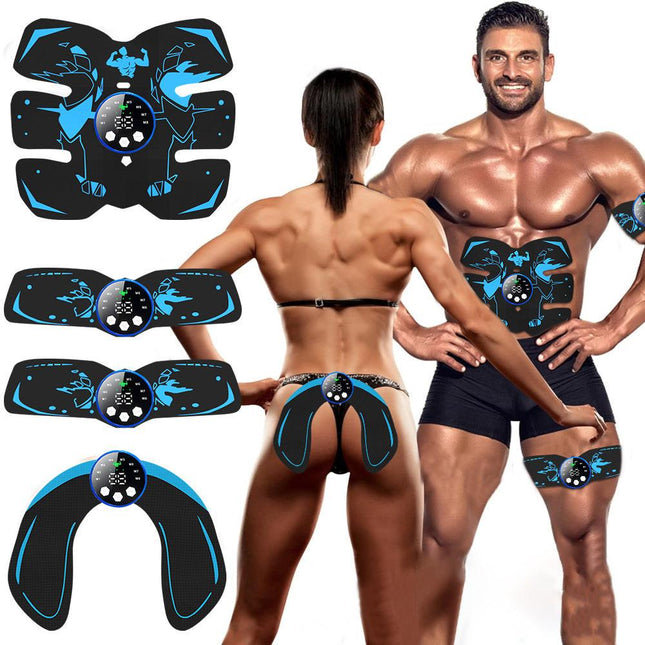 Black and Blue Ultimate EMS Muscle Stimulator Kit - USB Rechargeable Abdominal & Full Body Toner for Abs, Arms, and Glutes.