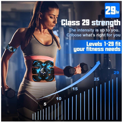 Black and Blue Ultimate EMS Muscle Stimulator Kit - USB Rechargeable Abdominal & Full Body Toner for Abs, Arms, and Glutes.