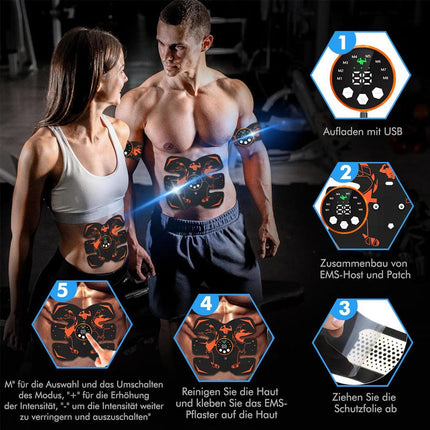 Black and Blue Ultimate EMS Muscle Stimulator Kit - USB Rechargeable Abdominal & Full Body Toner for Abs, Arms, and Glutes.