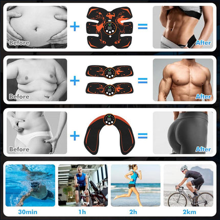 Black and Blue Ultimate EMS Muscle Stimulator Kit - USB Rechargeable Abdominal & Full Body Toner for Abs, Arms, and Glutes.