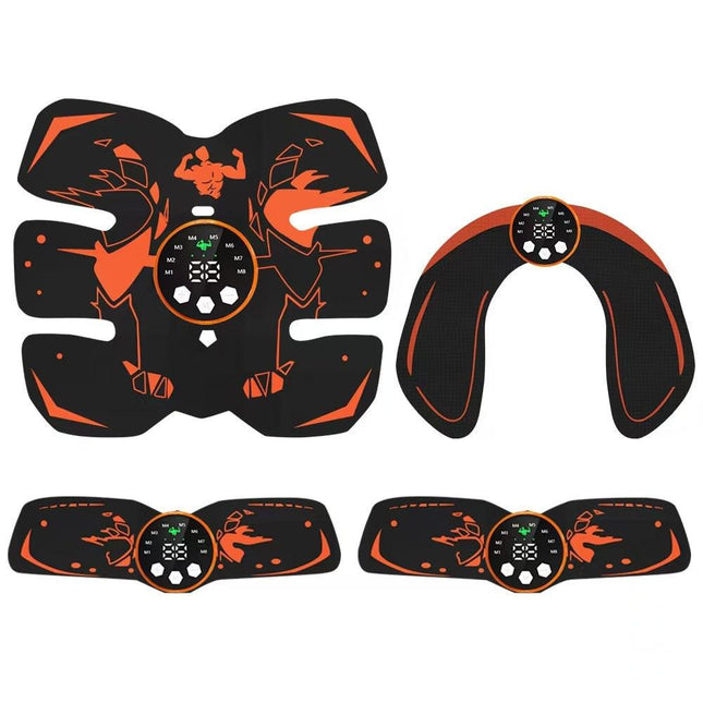 Black and Orange Ultimate EMS Muscle Stimulator Kit - USB Rechargeable Abdominal & Full Body Toner for Abs, Arms, and Glutes.