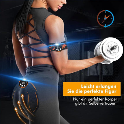 Black and Orange Ultimate EMS Muscle Stimulator Kit - USB Rechargeable Abdominal & Full Body Toner for Abs, Arms, and Glutes.