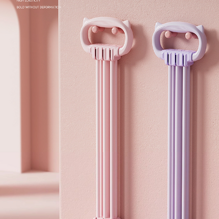 Pink Adjustable Resistance Chest Expander with 6 Levels - Cute Cat Ear Puller for Full Body Workout.