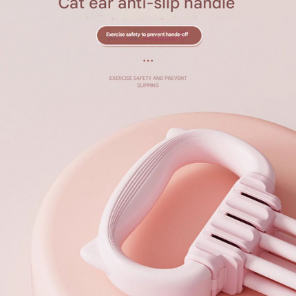 Purple Adjustable Resistance Chest Expander with 6 Levels - Cute Cat Ear Puller for Full Body Workout.