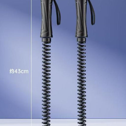 Black Cordless Battle Ropes - Heavy Duty Spring Steel Power Trainers for Full Body Strength & Cardio Workout.