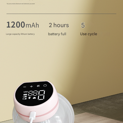 Blue Hands-Free Wearable Electric Breast Pump - Portable, Quiet & Rechargeable with LED Display.