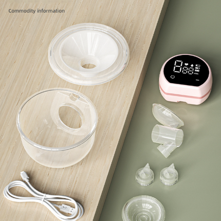 Blue Hands-Free Wearable Electric Breast Pump - Portable, Quiet & Rechargeable with LED Display.