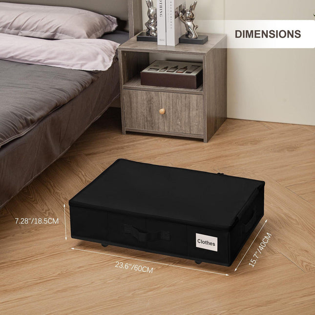 1 piece Black Size S Collapsible Underbed Storage Organizer with Wheels - Fabric Bin with Dustproof Lid.