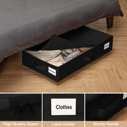 1 piece Black Size S Collapsible Underbed Storage Organizer with Wheels - Fabric Bin with Dustproof Lid.