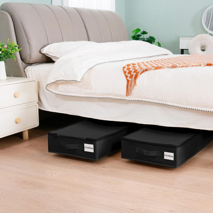 1 piece Black Size S Collapsible Underbed Storage Organizer with Wheels - Fabric Bin with Dustproof Lid.