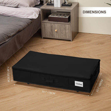 1 piece Black Size L Collapsible Underbed Storage Organizer with Wheels - Fabric Bin with Dustproof Lid.