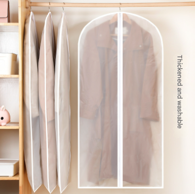 White Edge 10-Pack Hanging Garment Bags for Closet Storage - Translucent Dust-Proof Suit Covers, Washable & Reusable Coat Protectors (2 Sizes).