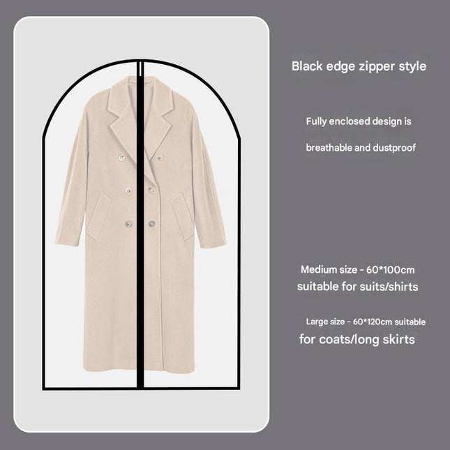 Black Edge 10-Pack Hanging Garment Bags for Closet Storage - Translucent Dust-Proof Suit Covers, Washable & Reusable Coat Protectors (2 Sizes).