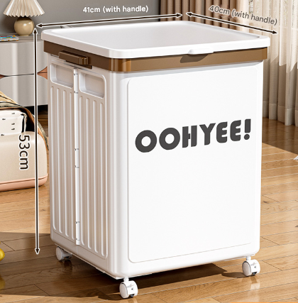White Large Foldable Storage Box with Lid and Wheels - Heavy Duty Collapsible Toy Organizer Bin.