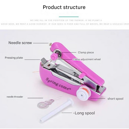 2 Pcs White Portable Mini Handheld Sewing Machine - Manual Stitching Tool for Quick Fabric Repairs.