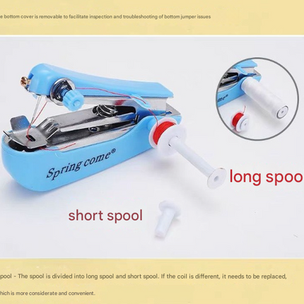 2 Pcs White Portable Mini Handheld Sewing Machine - Manual Stitching Tool for Quick Fabric Repairs.