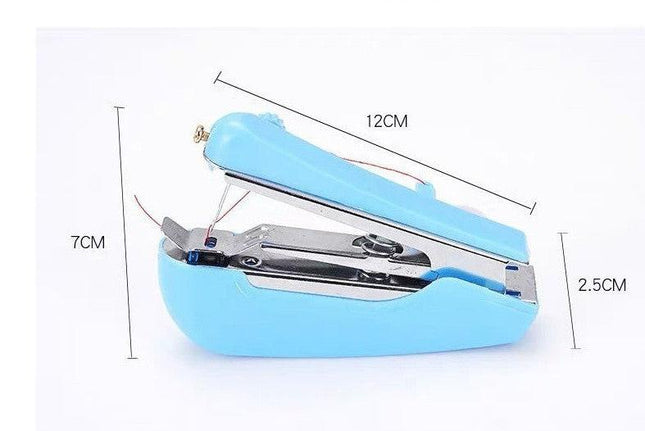 2 Pcs Blue Portable Mini Handheld Sewing Machine - Manual Stitching Tool for Quick Fabric Repairs.