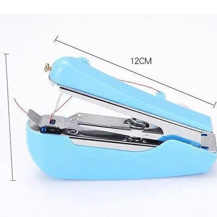2 Pcs Blue Portable Mini Handheld Sewing Machine - Manual Stitching Tool for Quick Fabric Repairs.