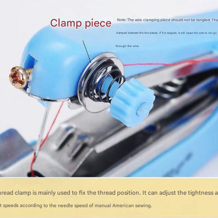 2 Pcs Blue Portable Mini Handheld Sewing Machine - Manual Stitching Tool for Quick Fabric Repairs.