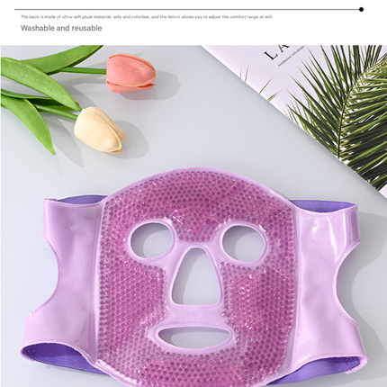 Pink Reusable Cooling Gel Bead Face Mask and Eye Mask Set - Soothing Therapy for Puffy Eyes, Headaches and Facial Relaxation.