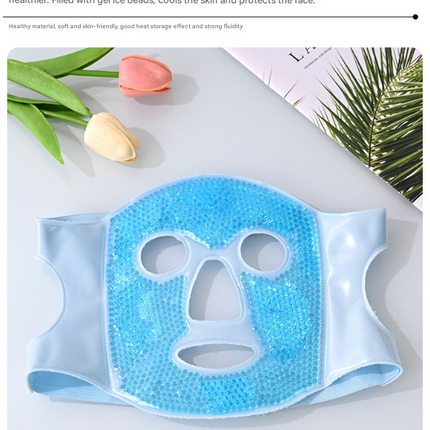 Green Reusable Cooling Gel Bead Face Mask and Eye Mask Set - Soothing Therapy for Puffy Eyes, Headaches and Facial Relaxation.