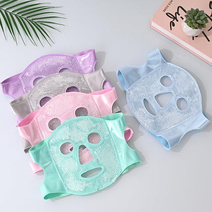 Grey Reusable Cooling Gel Bead Face Mask and Eye Mask Set - Soothing Therapy for Puffy Eyes, Headaches and Facial Relaxation.