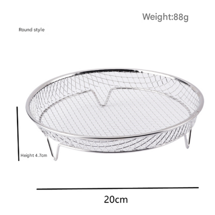 Silver 3-Pack Stackable Air fryer Racks - Food Grade Stainless Steel Multi-Layer Dehydrator & Crisper Tray Accessory.
