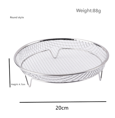 Silver 3-Pack Stackable Air fryer Racks - Food Grade Stainless Steel Multi-Layer Dehydrator & Crisper Tray Accessory.