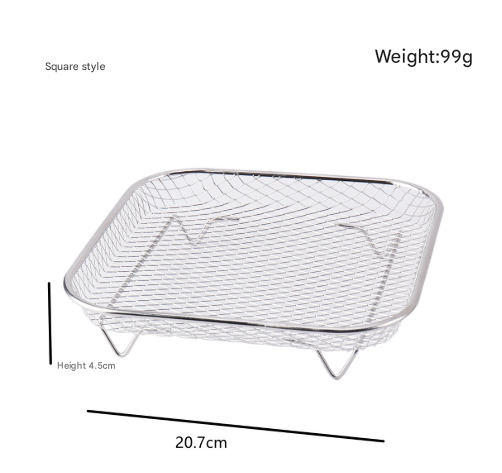 Silver 3-Pack Stackable Air fryer Racks - Food Grade Stainless Steel Multi-Layer Dehydrator & Crisper Tray Accessory.