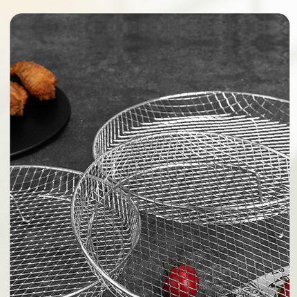 Silver 3-Pack Stackable Air fryer Racks - Food Grade Stainless Steel Multi-Layer Dehydrator & Crisper Tray Accessory.